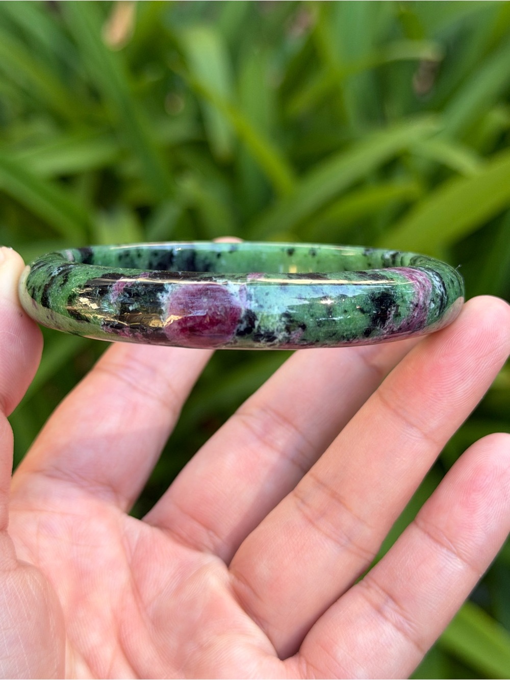 Green and Pink Gemstone Bangle Bracelet - Palo - Picture 7 of 7